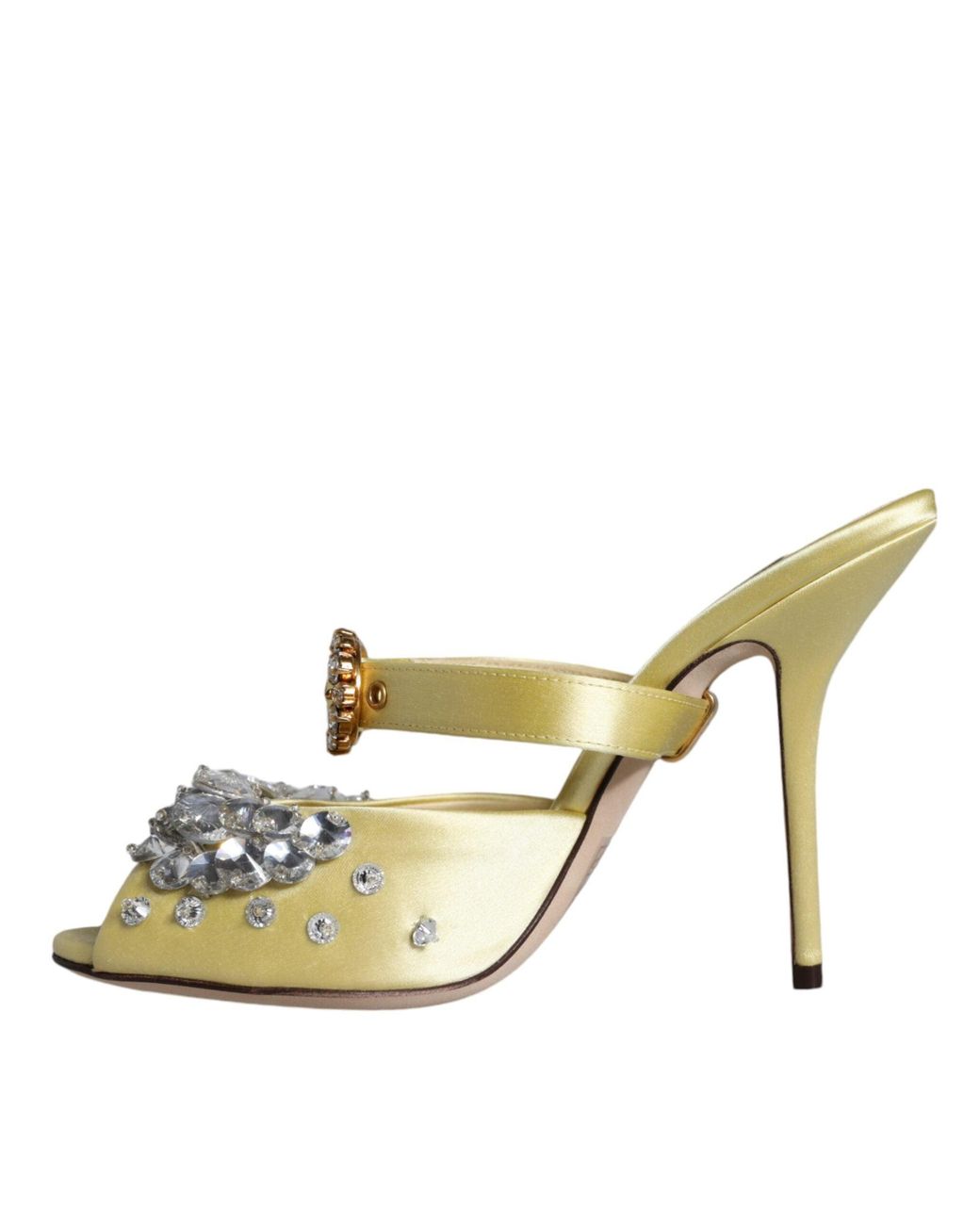 Dolce & Gabbana Metallic Mary Janes Satin Crystal Sandals Shoes