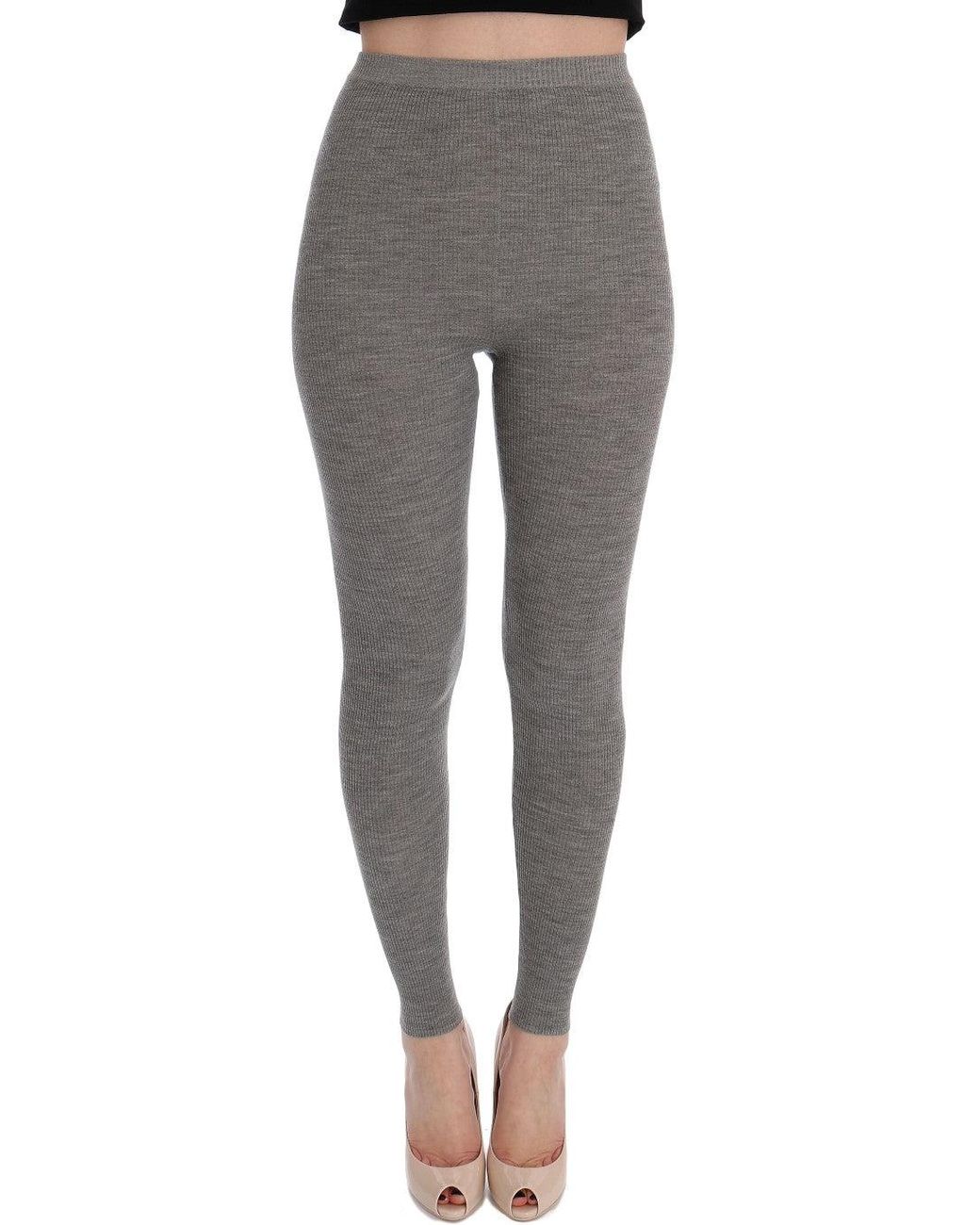 Dolce & Gabbana Gray Elegant High Waist Cashmere Tights Pants