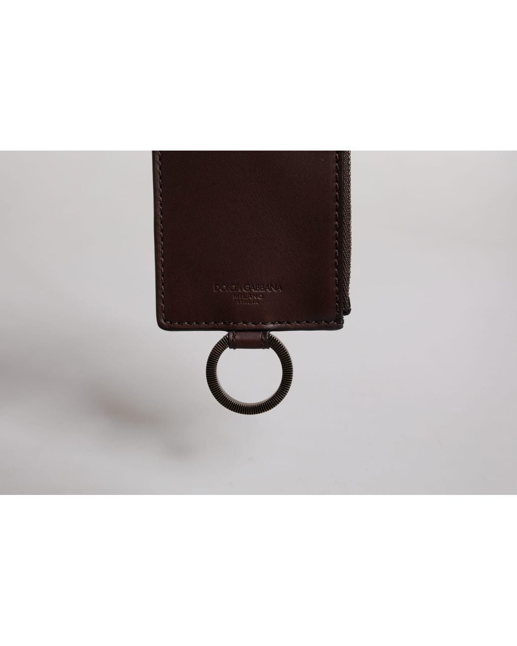 Dolce & Gabbana White Calf Leather Lanyard Logo Card Holder Wallet for men