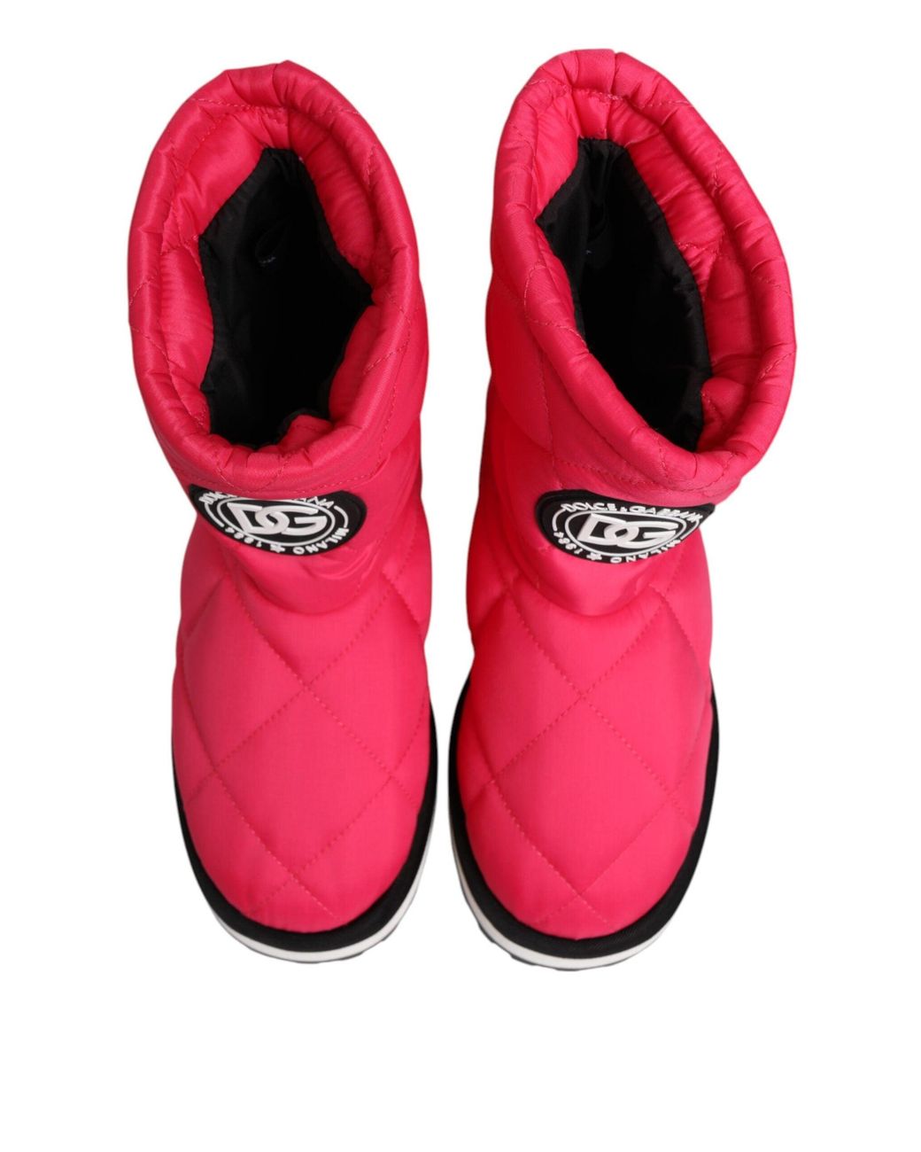 Dolce & Gabbana Pink White Viscose Padded Mid Calf Boots Shoes