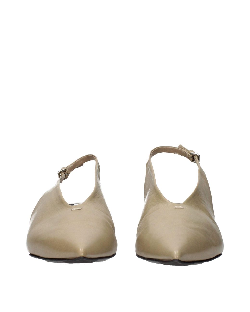 Jil Sander Natural Beige Leather Mid Heel Pumps
