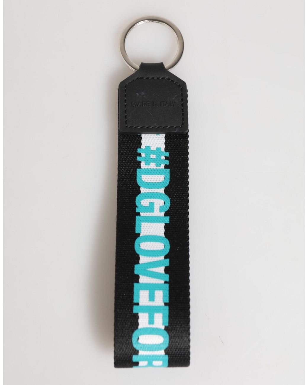 Dolce & Gabbana Blue Multicolor Logo Polyester Brass Holder Keychain Keyring for men