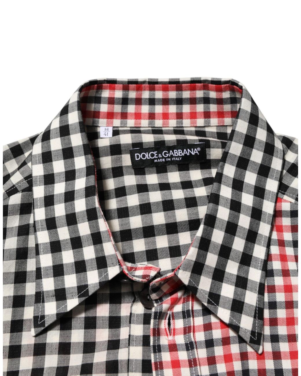 Dolce & Gabbana Multicolor Cotton Collared Checkered Shirt Co+Li for men