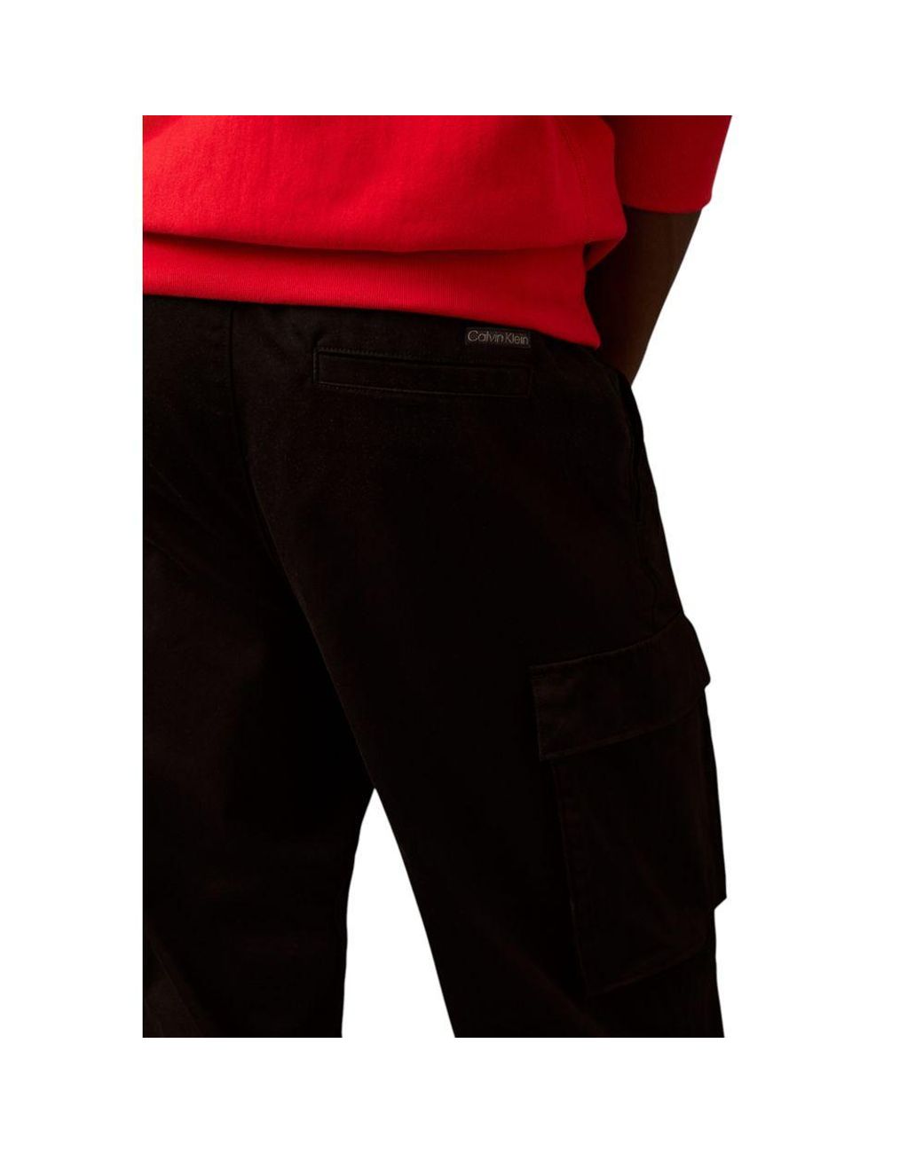 Calvin Klein Red Black Cotton Cargo Pants for men