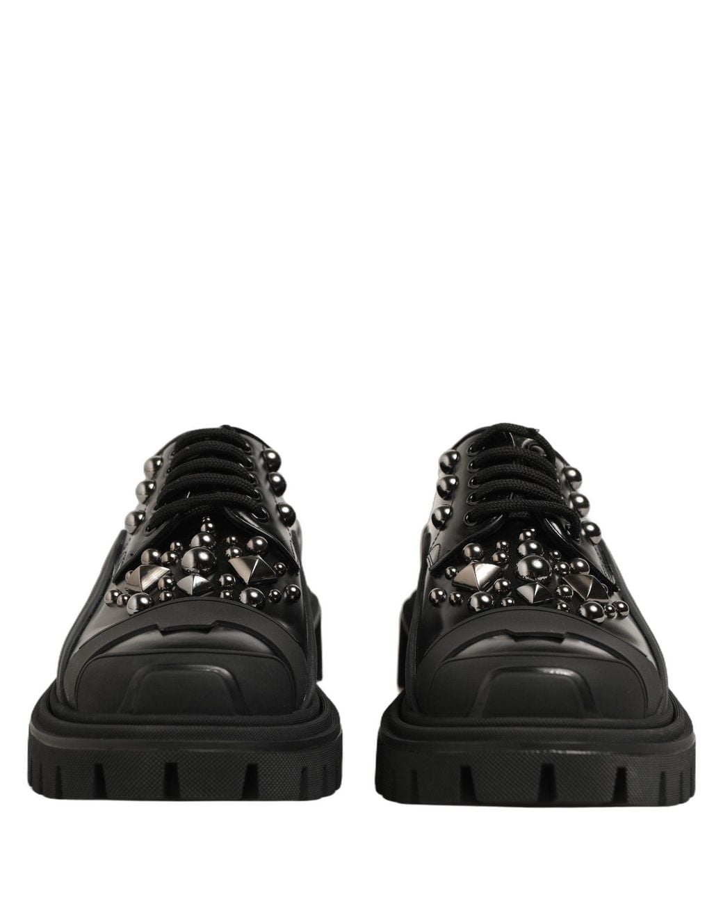 Dolce & Gabbana Black Calfskin Leather Trekking Derby Shoes for men
