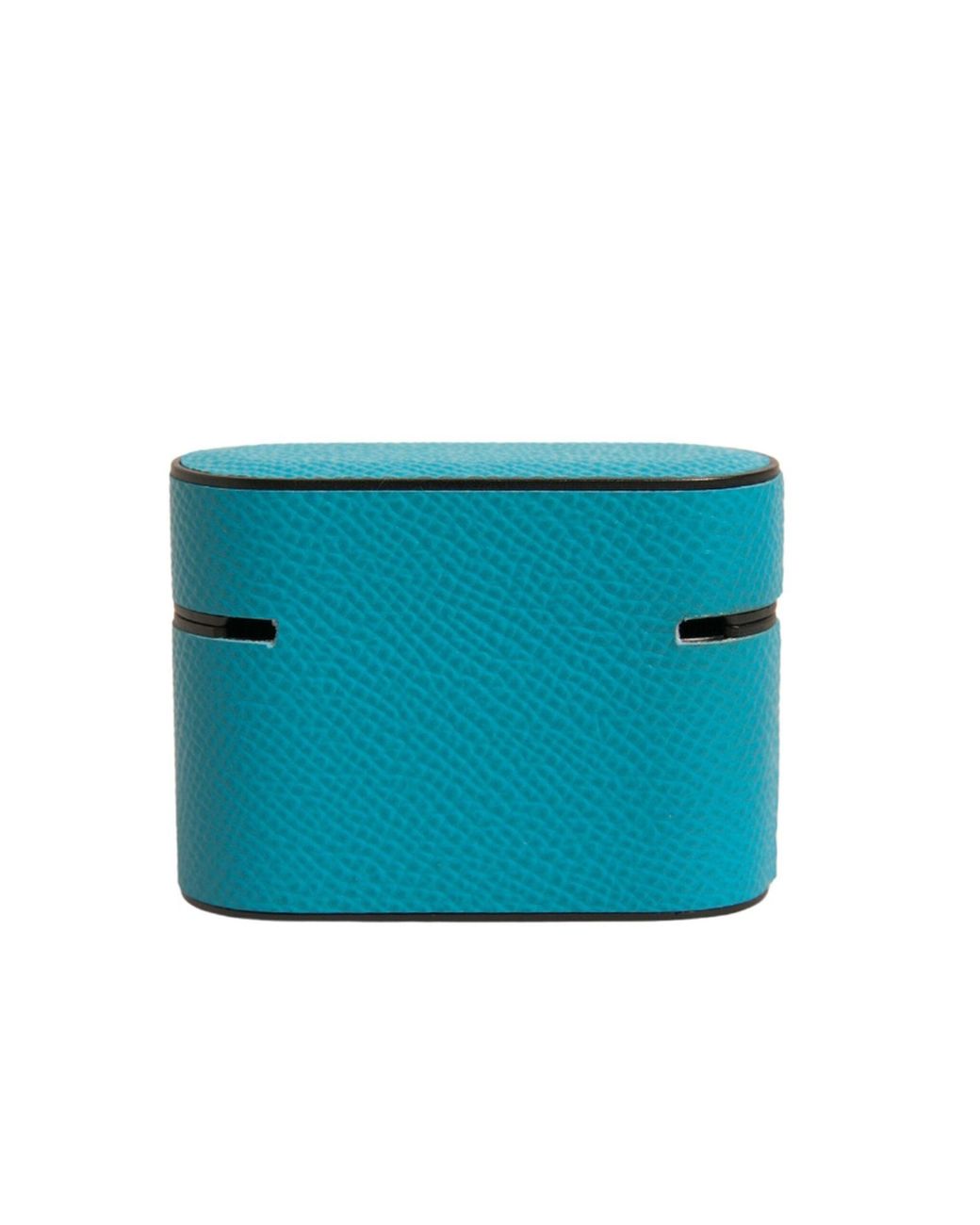 Dolce & Gabbana Blue Green Leather Metal Logo Plaque Holder Airpods Case