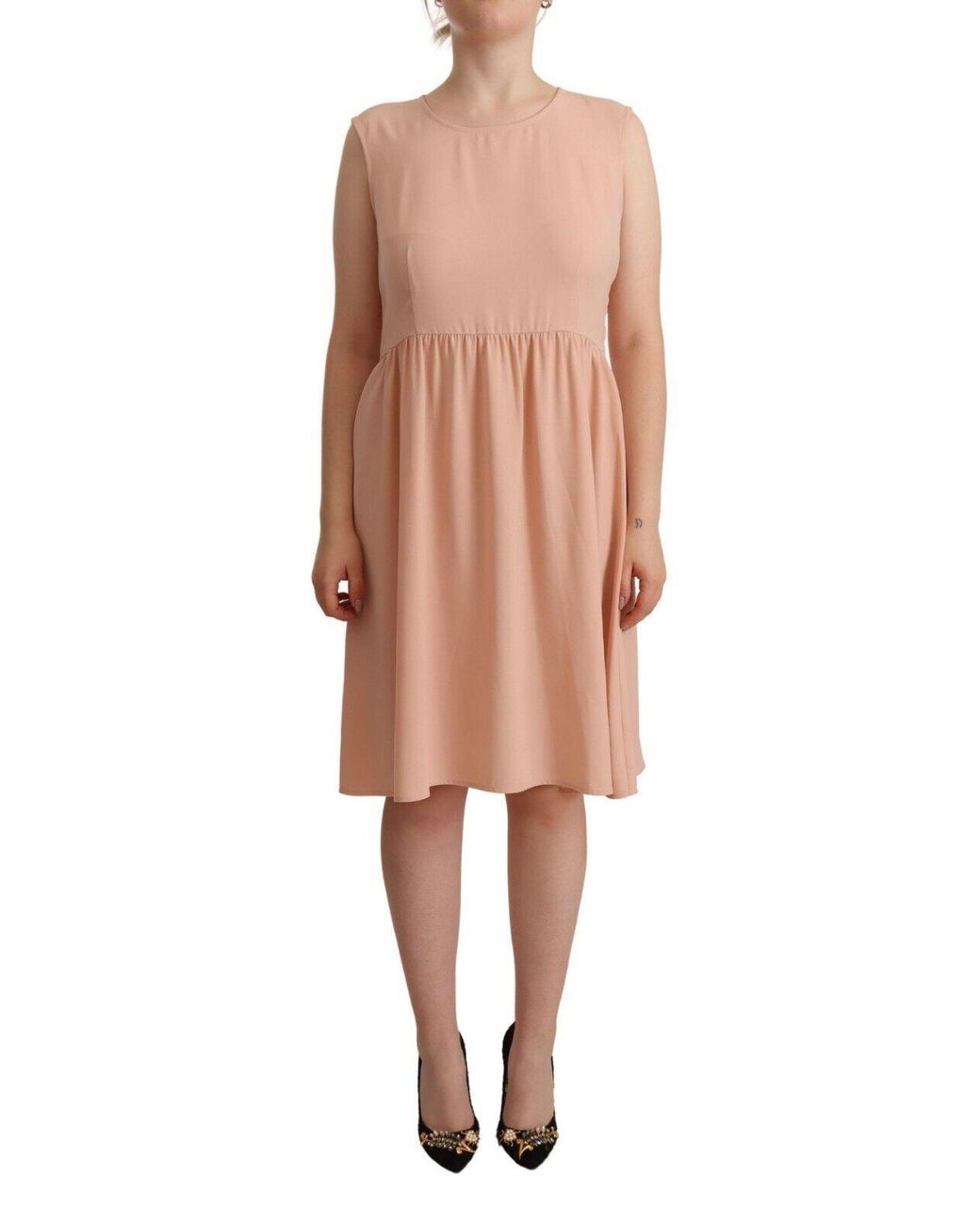 Twinset Natural Polyester Sleeveless Shift Knee Length Dress
