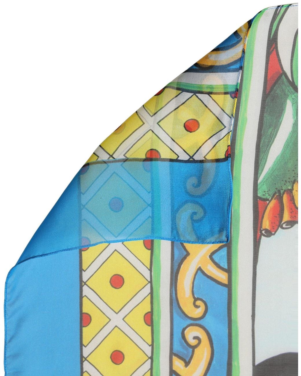 Dolce & Gabbana Blue Multicolor Silk Printed Square Foulard Scarf
