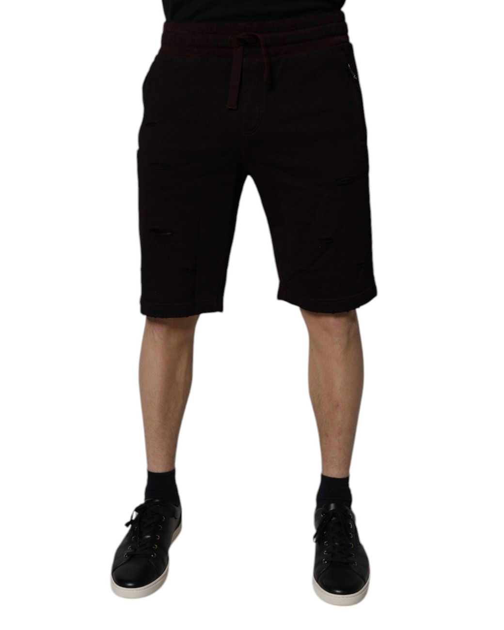 Dolce & Gabbana Black Distressed Casual Shorts for men