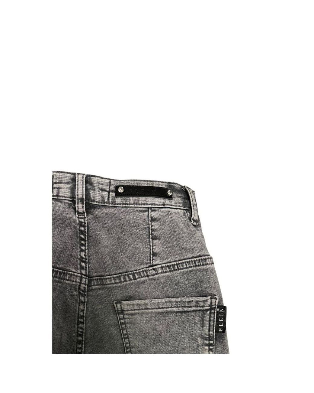 Philipp Plein Gray Grey Cotton Pants