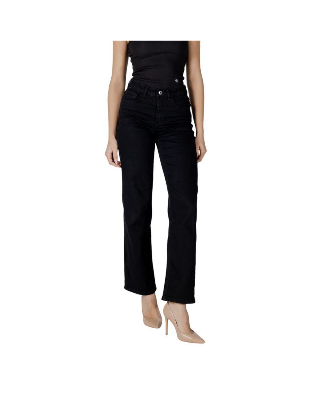 Ichi Black Cotton Relaxed Fit Jeans