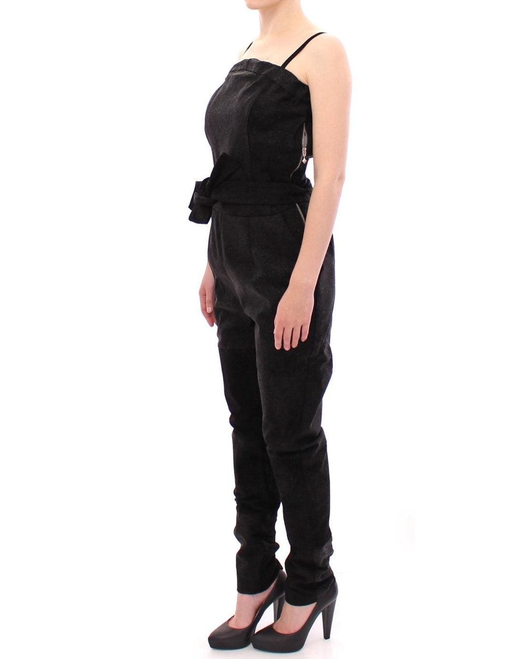 La Maison Du Couturier Leather Jumpsuit Black Gss10365