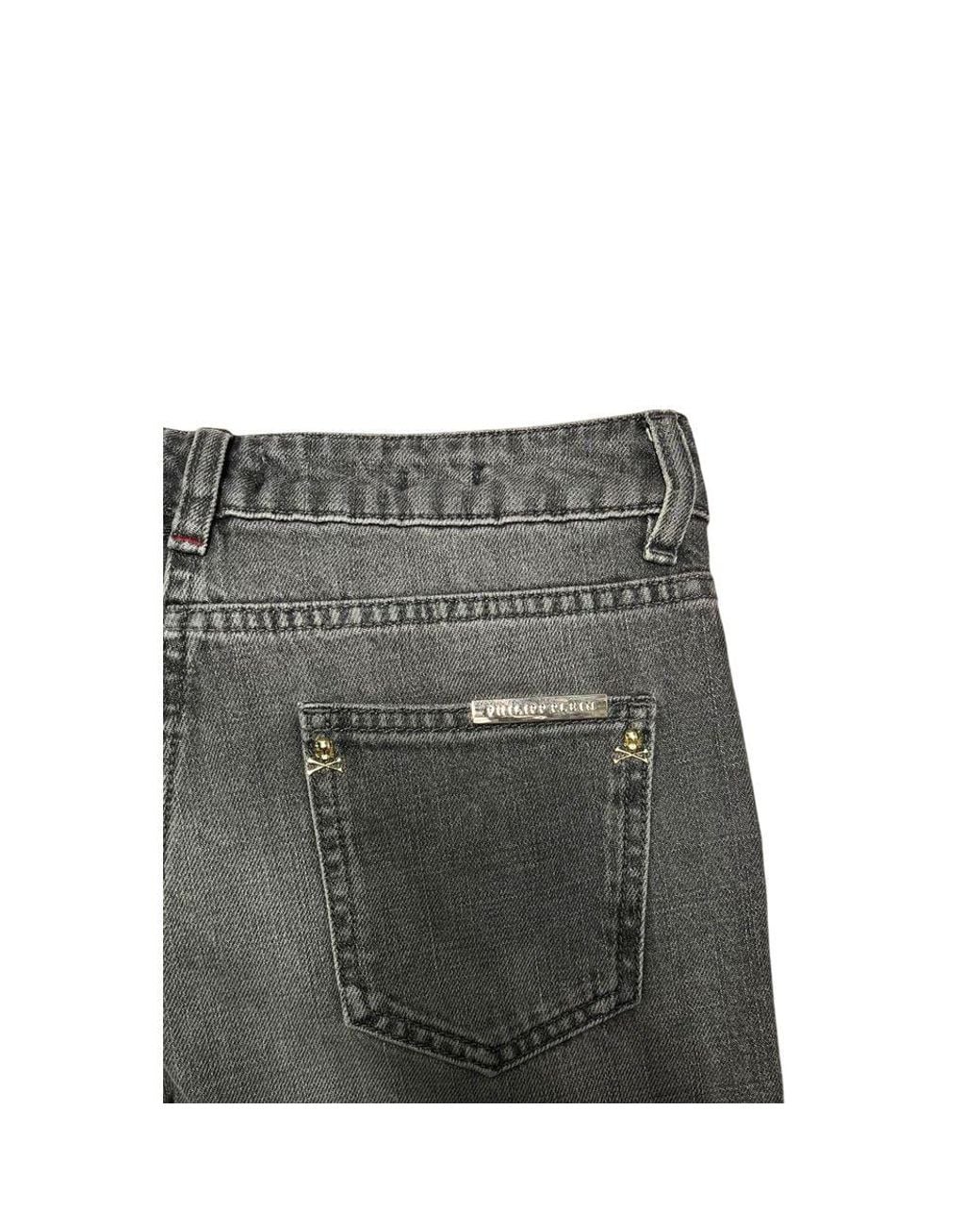 Philipp Plein Gray Grey Cotton Jeans