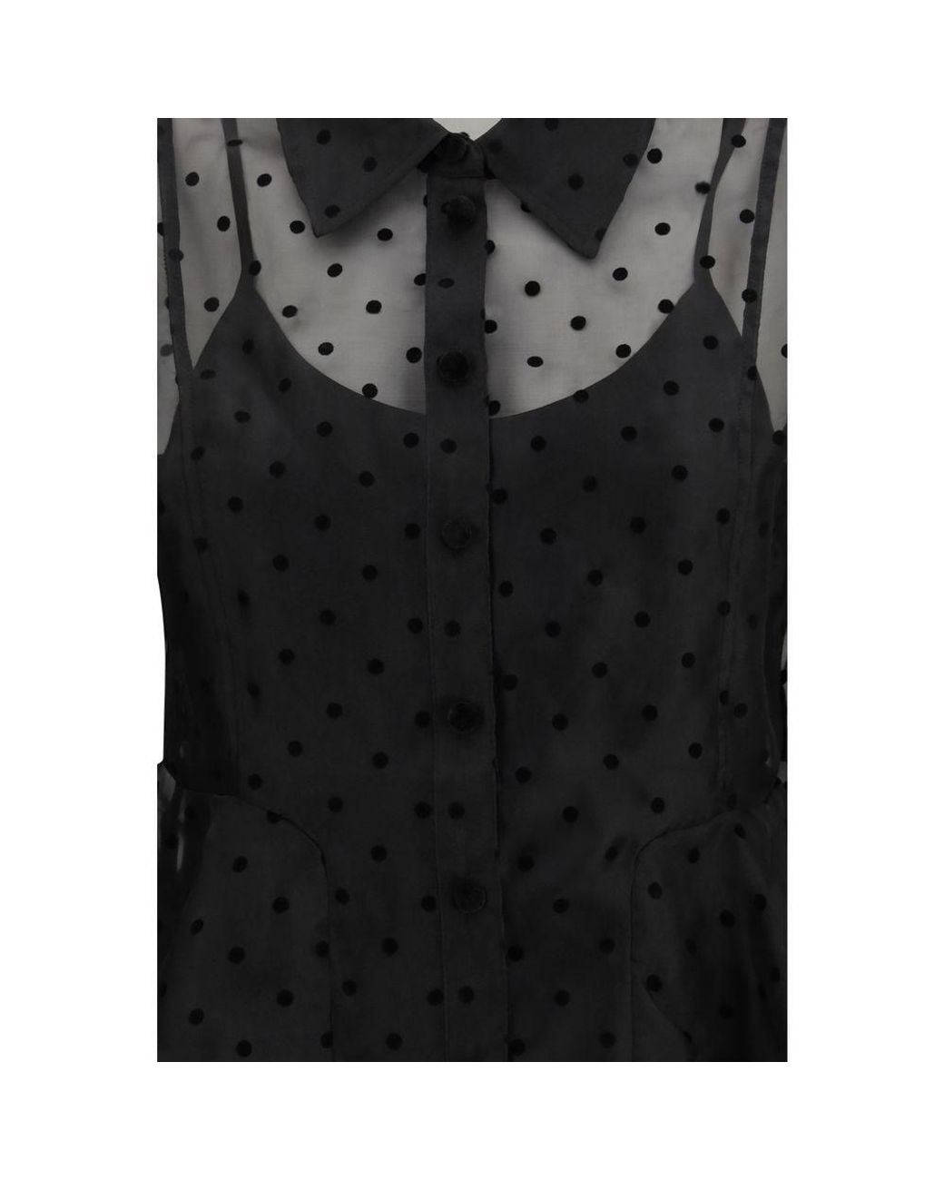 Ganni Black Recycled Polyester Pattern Shirt