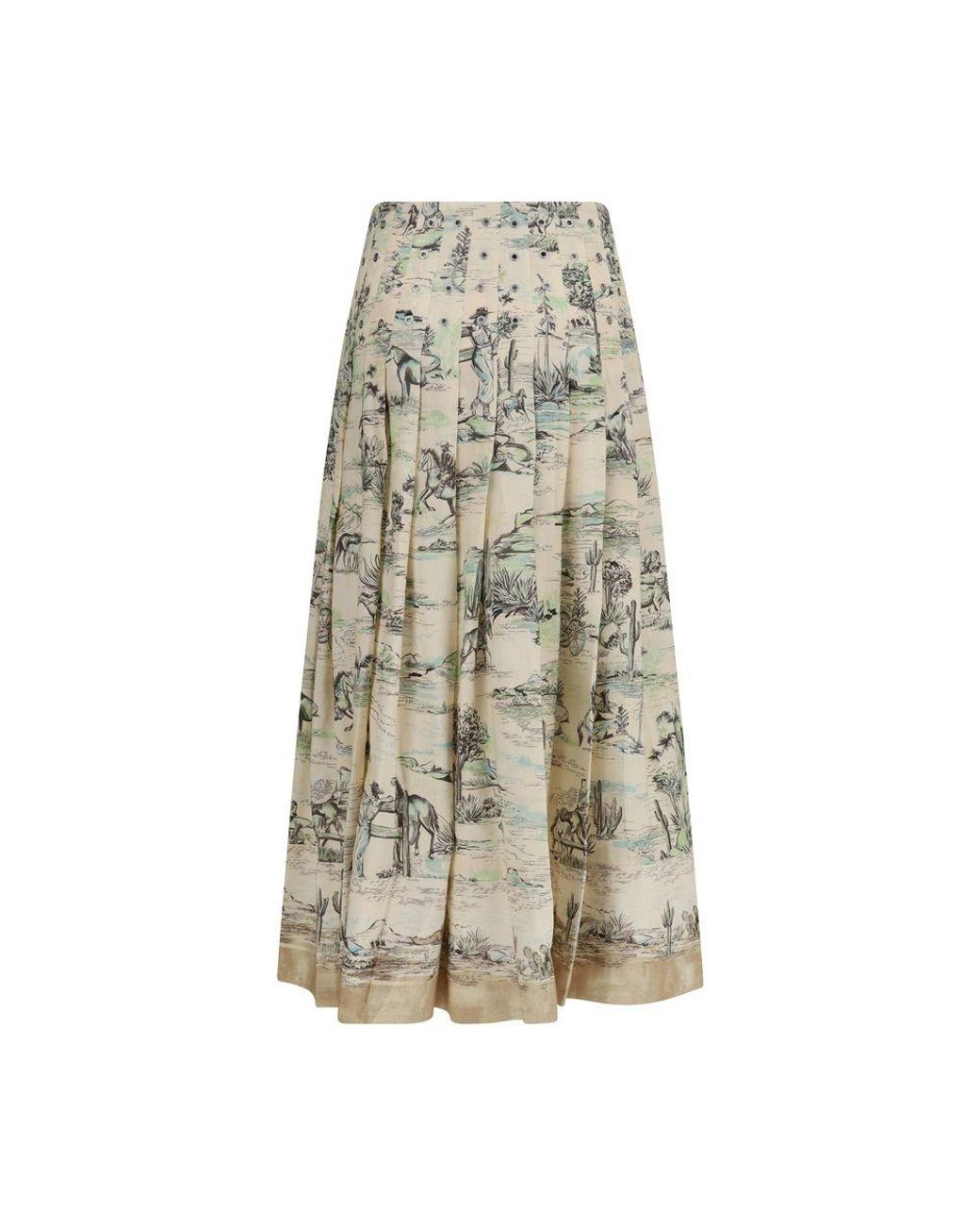 ALÉMAIS Natural Beige Linen Midi Skirt