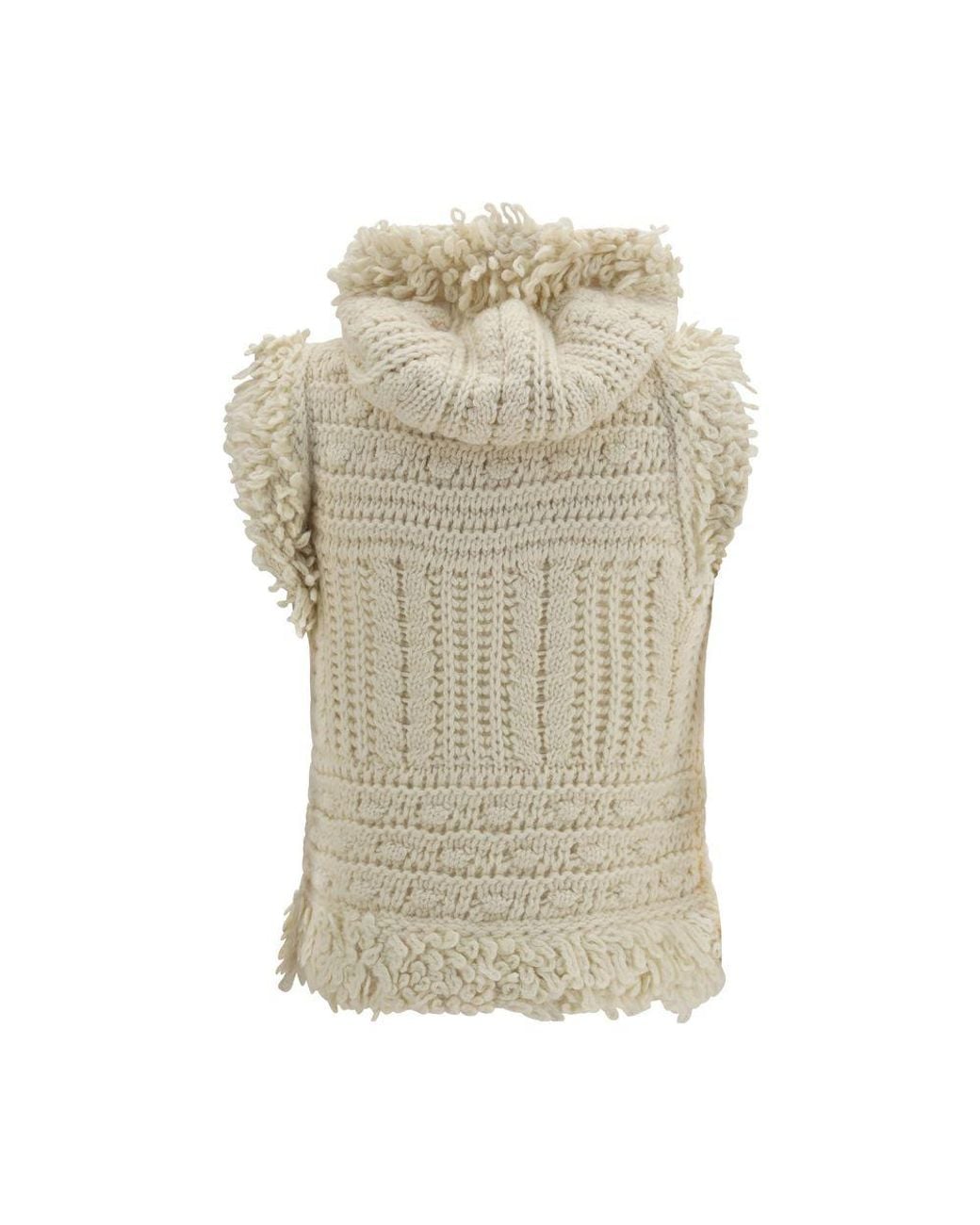 Fendi Natural White Wool Oves Aries Sleeveless Jacket