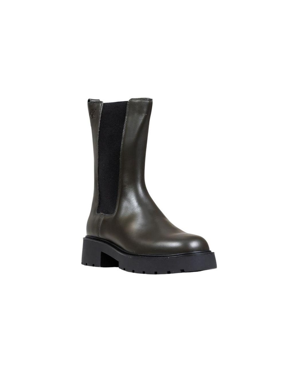 Calvin Klein Black Ankle Boots Lug Sole Elastic