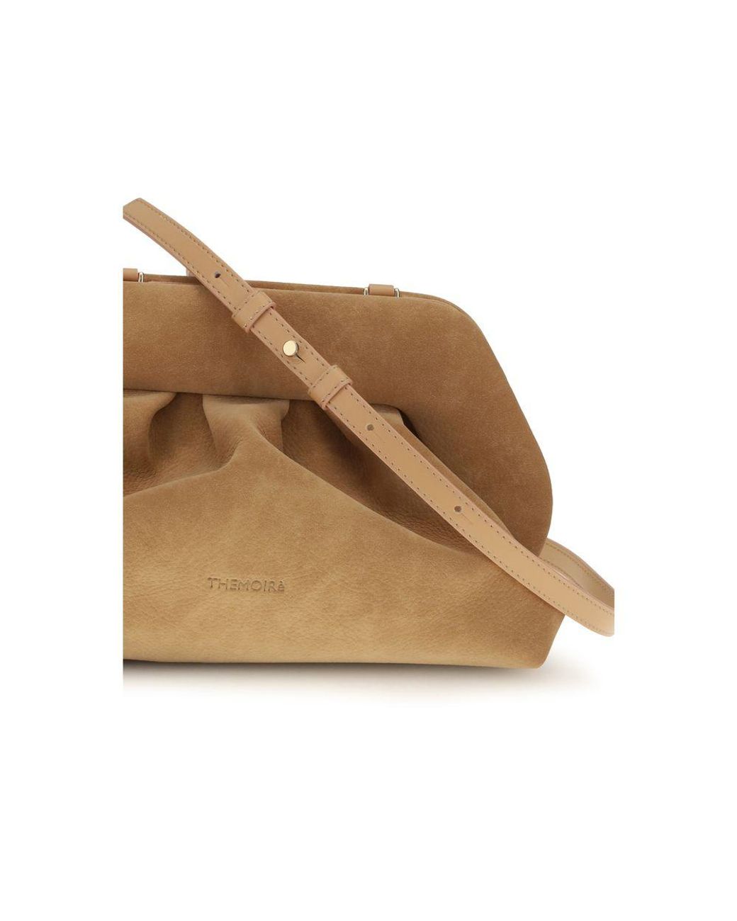 THEMOIRÈ Brown Beige Nubuc Leather Clutch Bag