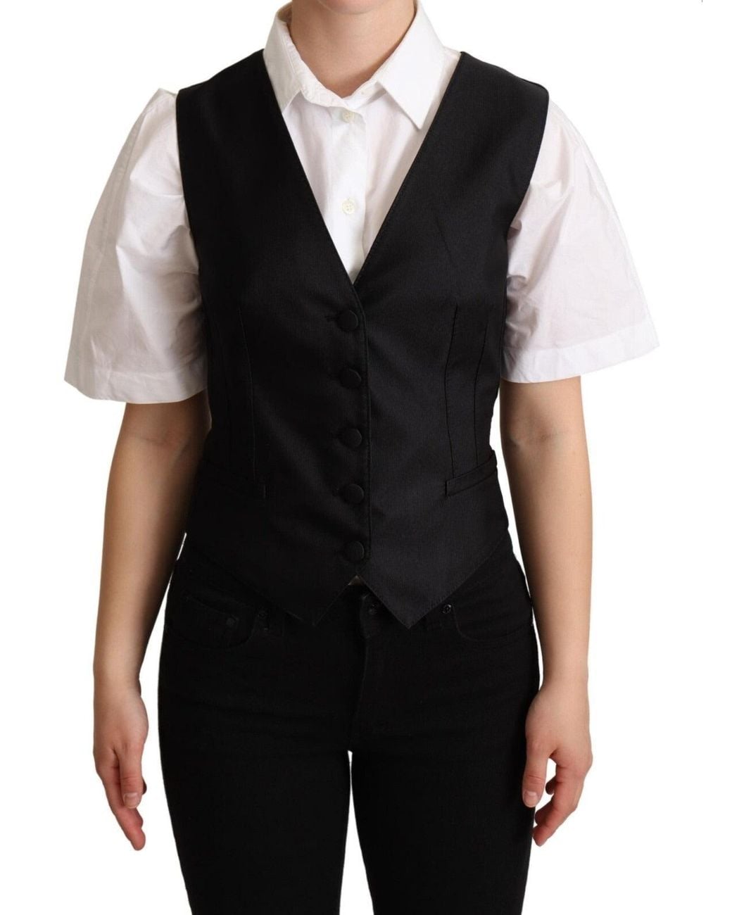 Dolce & Gabbana Black Silk Sleeveless Waistcoat Vest