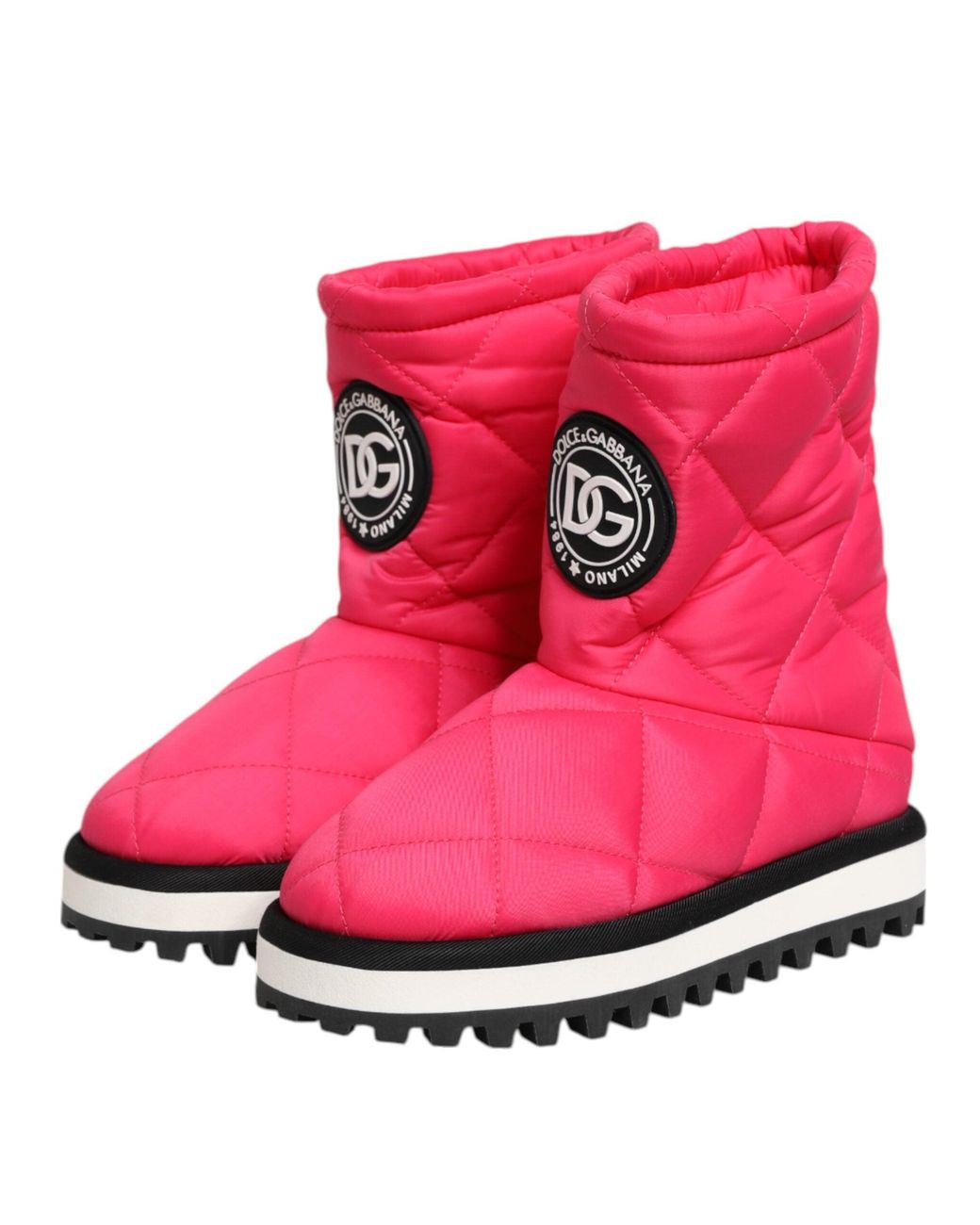 Dolce & Gabbana Pink White Viscose Padded Mid Calf Boots Shoes