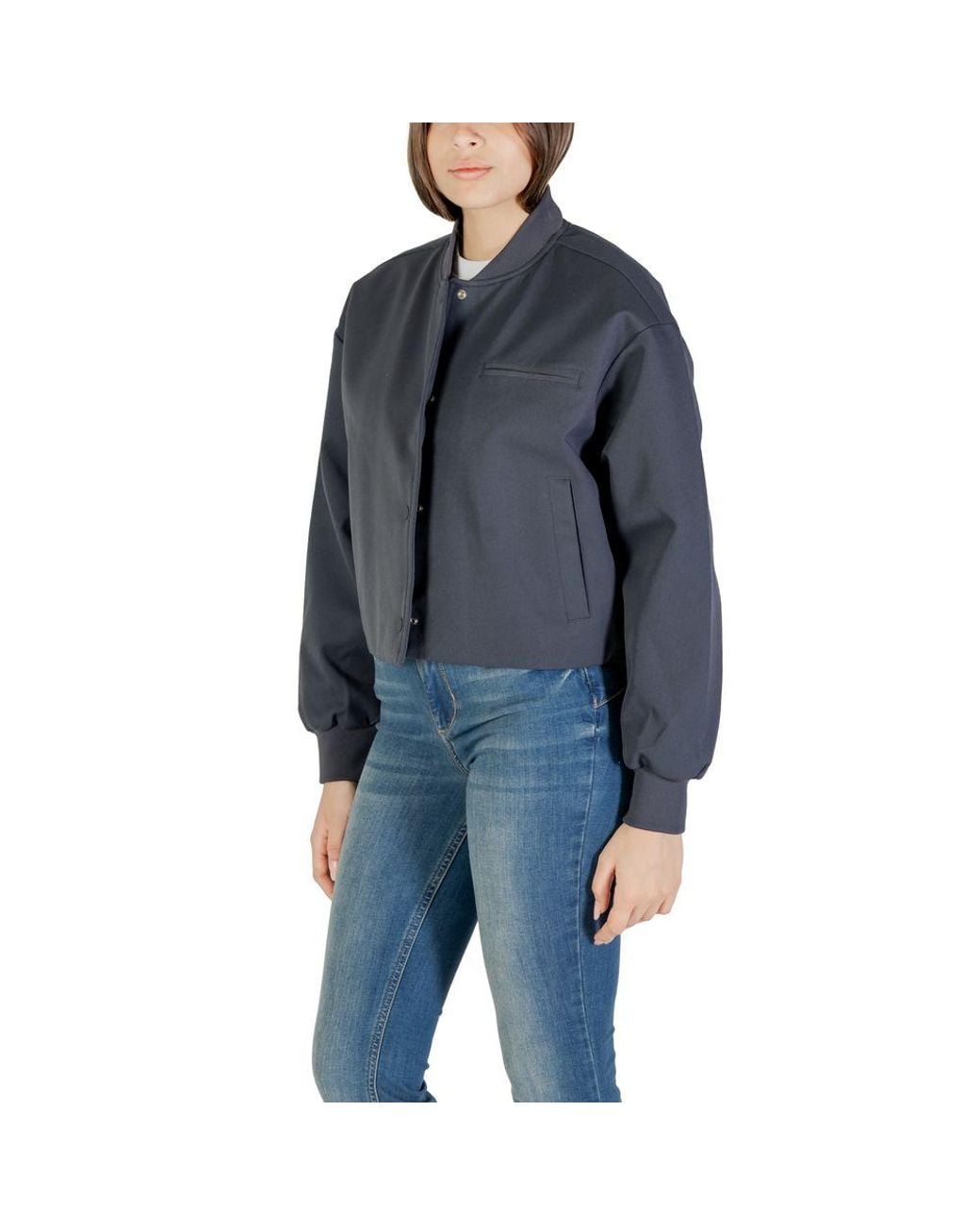Calvin Klein Blue Gray Recycled Polyester Bomber