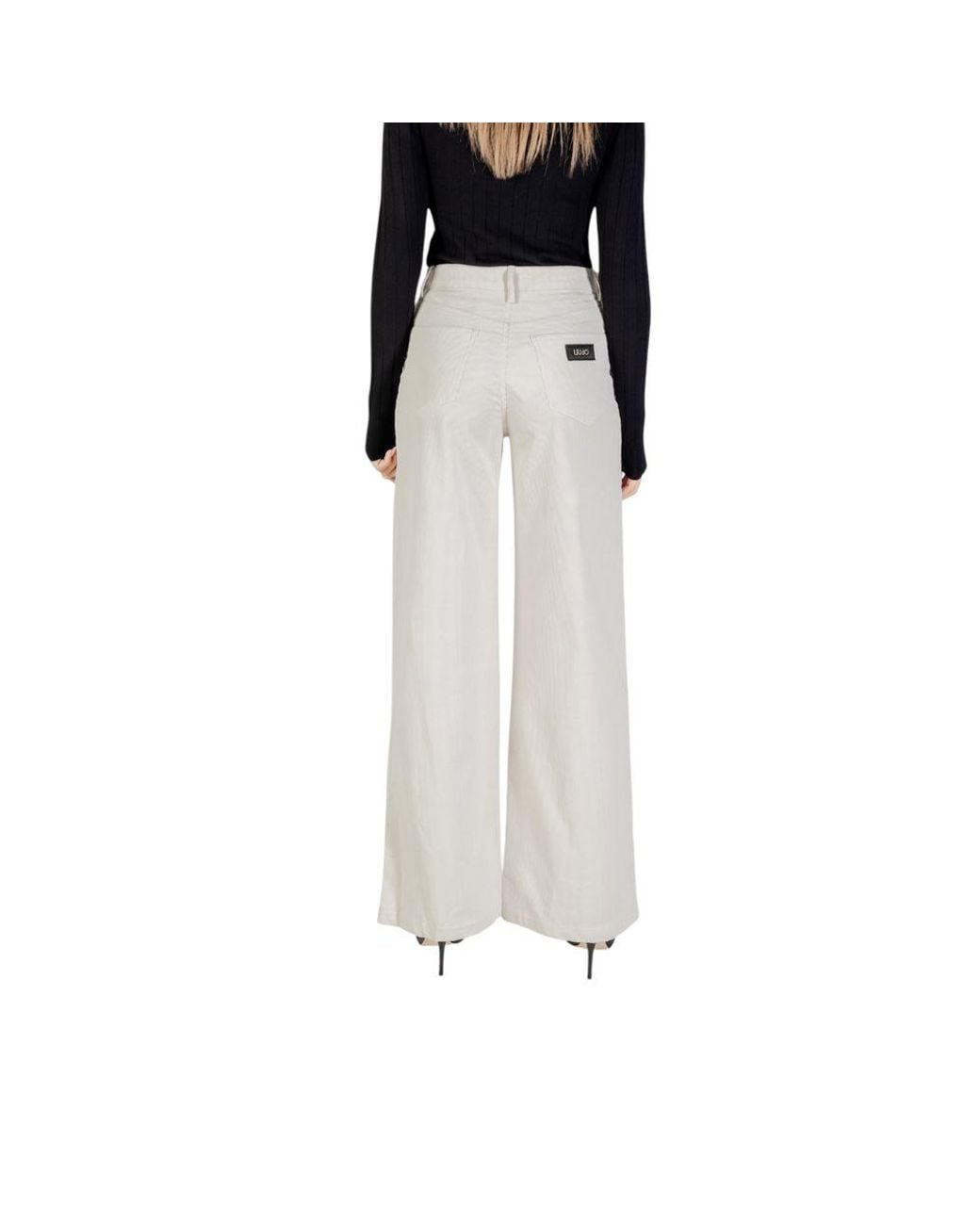 Liu Jo Black Beige Cotton Casual Pants