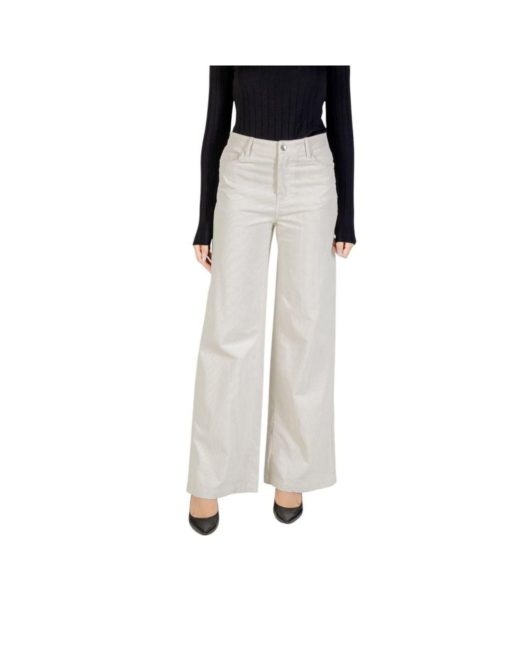 Liu Jo Black Beige Cotton Casual Pants