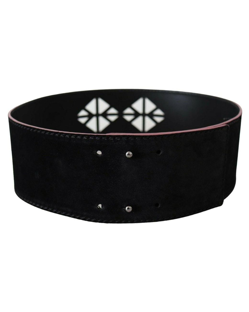 CoSTUME NATIONAL Black Elegant Wide Leather Fashion Belt With Metal Accents