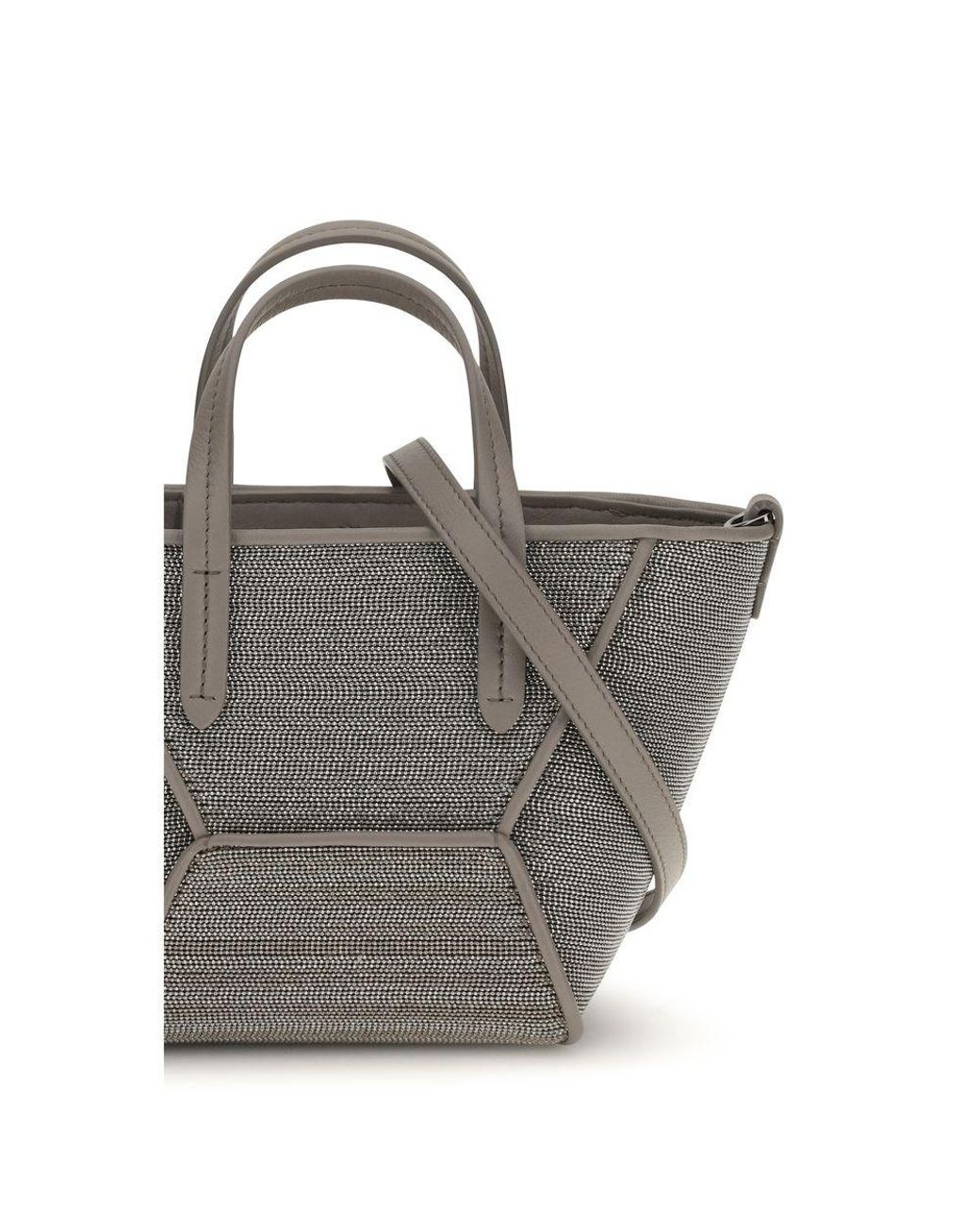 Brunello Cucinelli Gray Calf Leather Bos Taurus Handbag