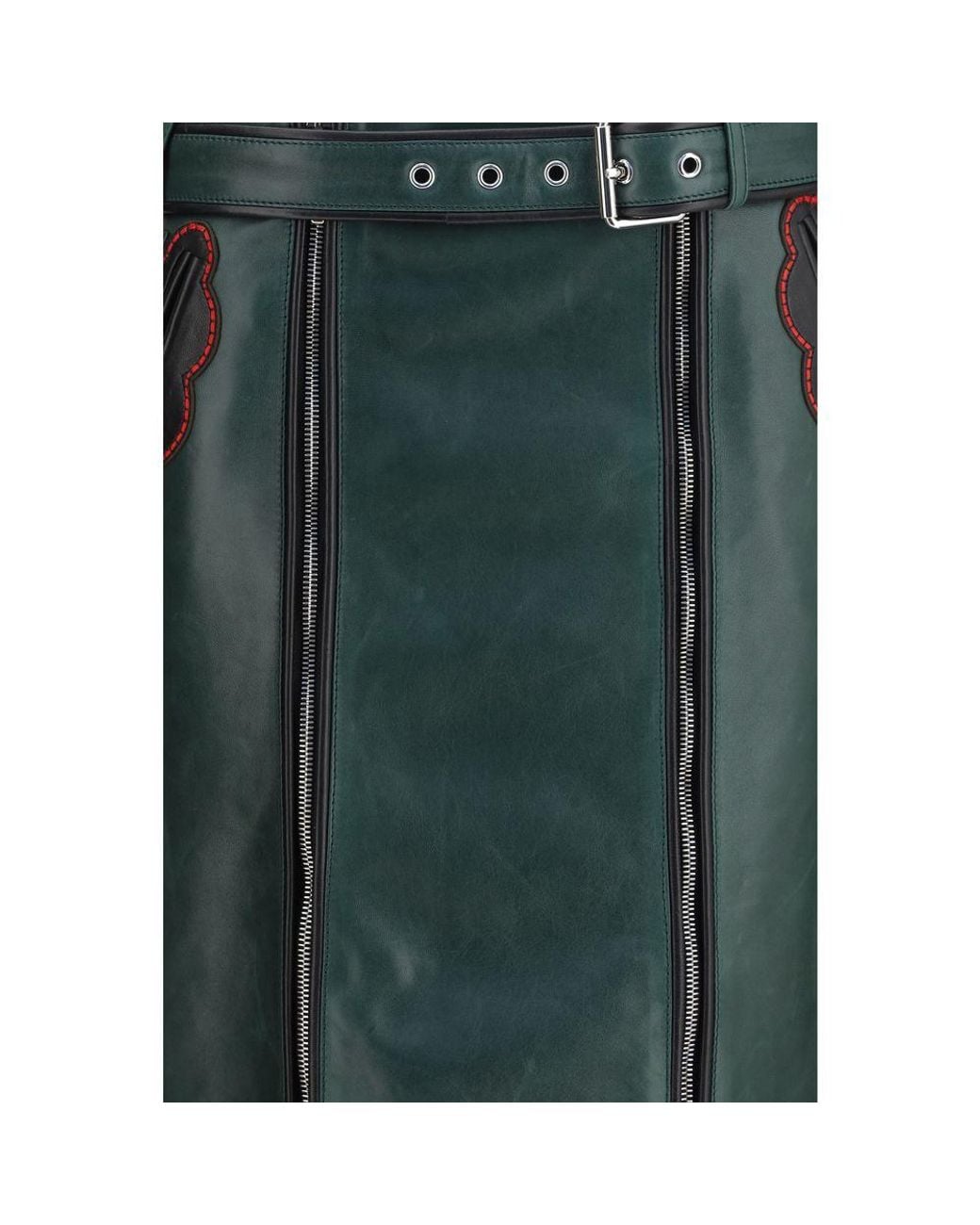 Marni Green Bicolor Calf Leather Bos Taurus Long Skirt