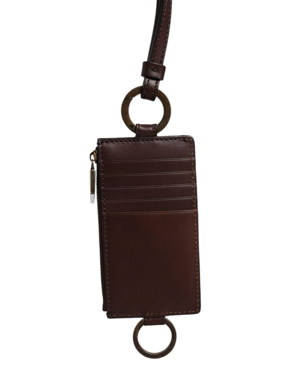 Dolce & Gabbana White Calf Leather Lanyard Logo Card Holder Wallet for men