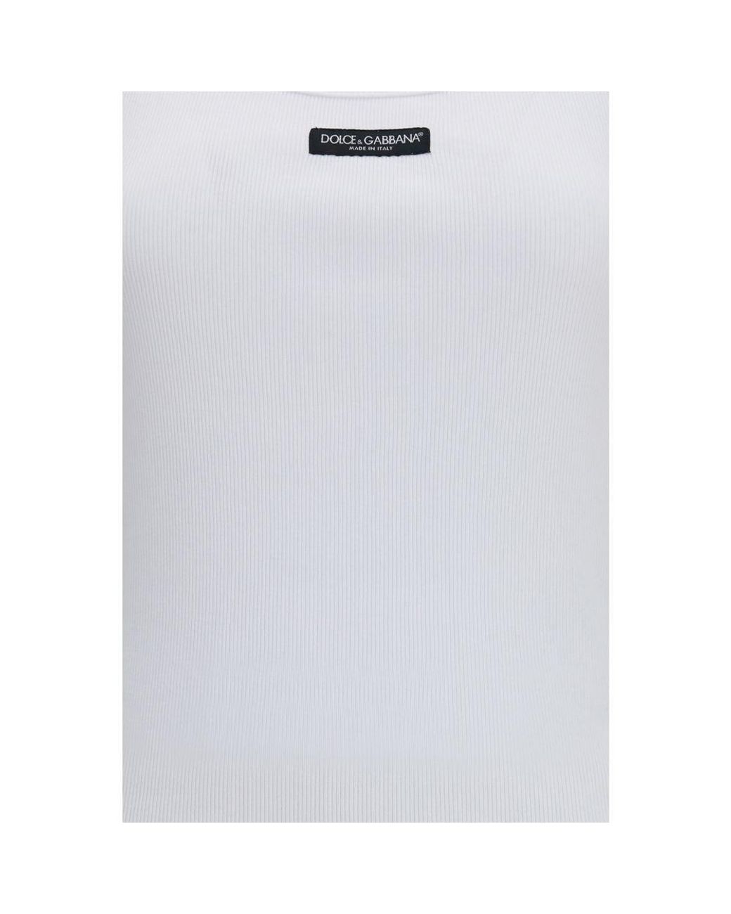 Dolce & Gabbana White Cotton Tank Tops