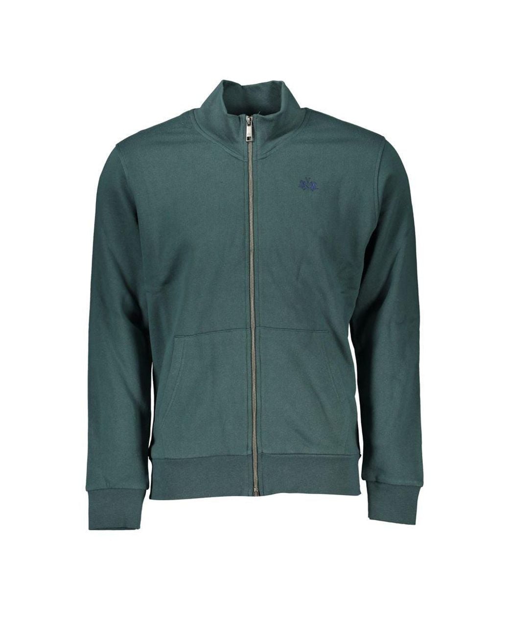 La Martina Green Elegant Fleece Sweatshirt With Embroidery for men