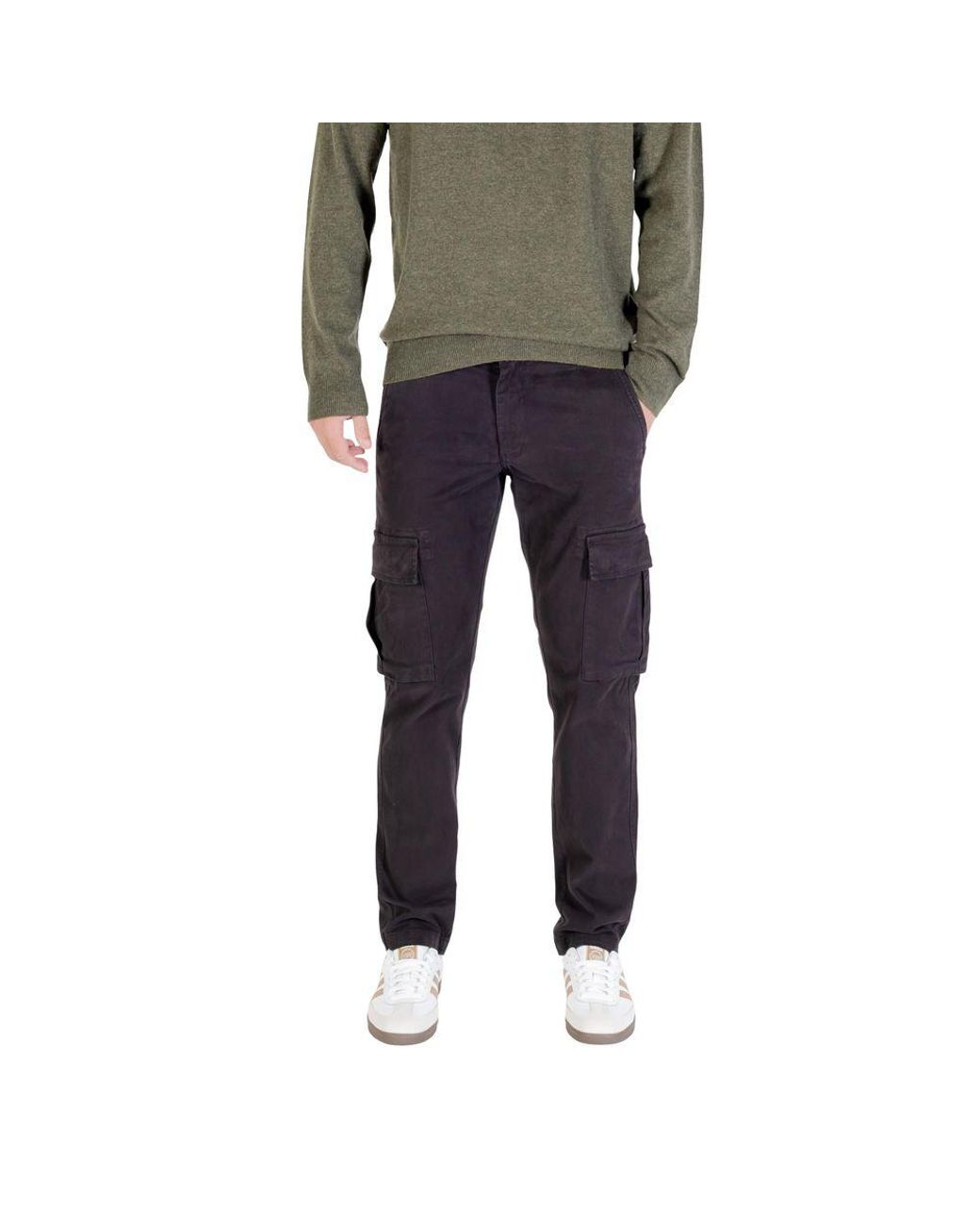 Lyle & Scott Blue Black Cotton Cargo Pants for men