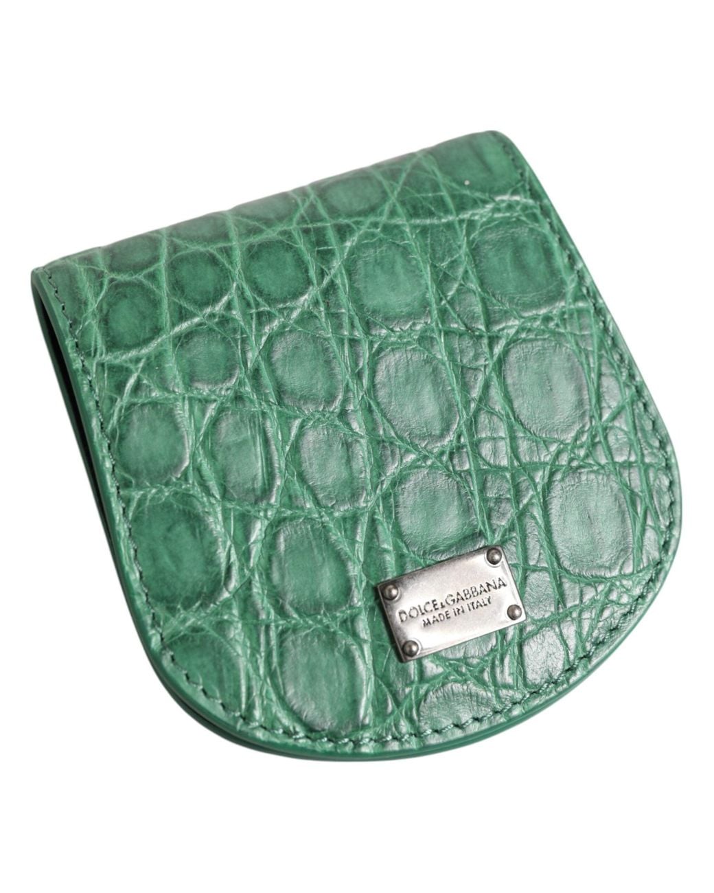Dolce & Gabbana Green Exotic Skin Coin Condom Case Holder Pocket Wallet for men