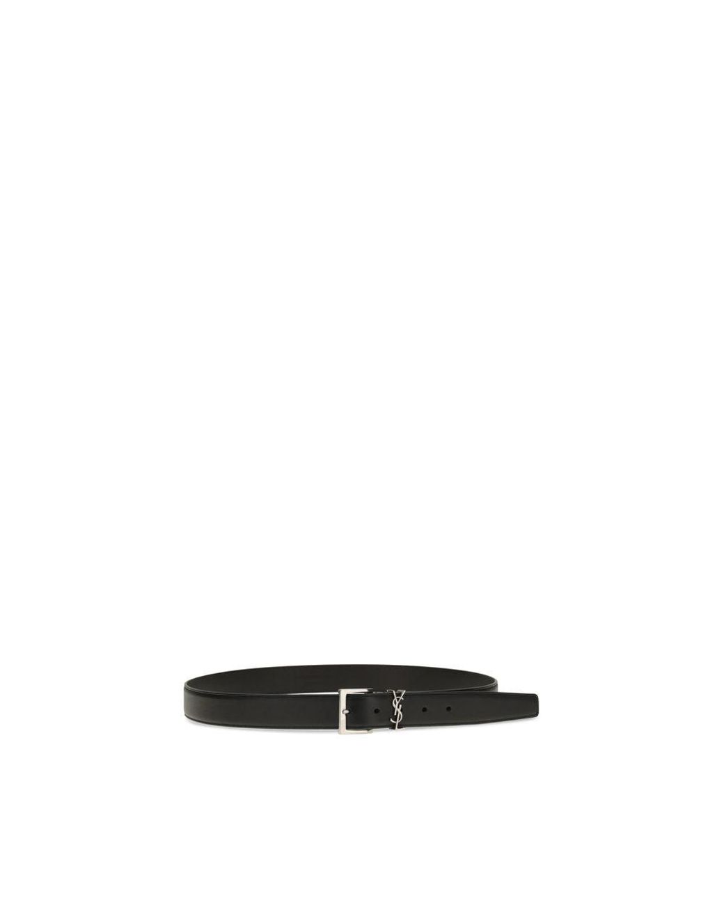 Saint Laurent Black Calf Leather Bos Taurus Regular Belt for men
