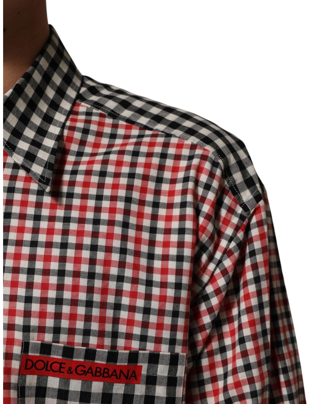 Dolce & Gabbana Multicolor Cotton Collared Checkered Shirt Co+Li for men