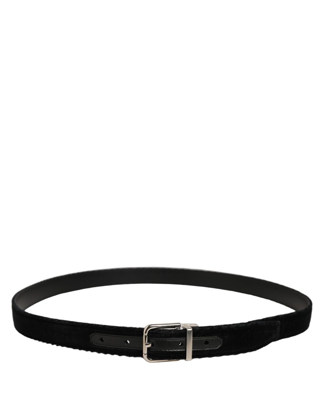 Dolce & Gabbana Black Velvet Tone Metal Buckle Belt Leather for men