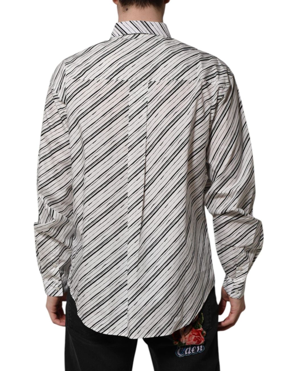 Dolce & Gabbana Gray Striped Long Sleeves Formal Shirt for men
