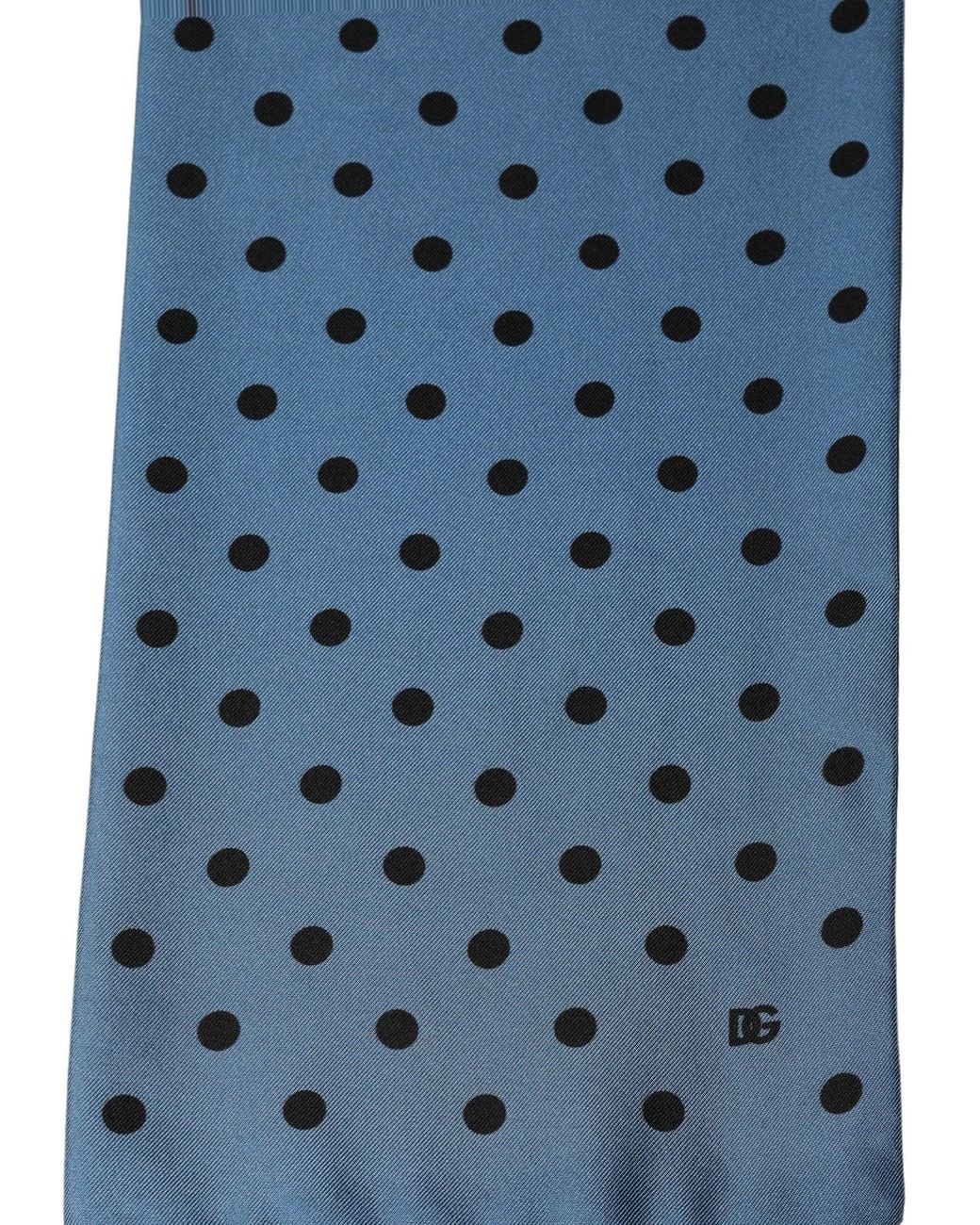 Dolce & Gabbana Blue Polka Dot Silk Fringed Lace Stole Scarf for men