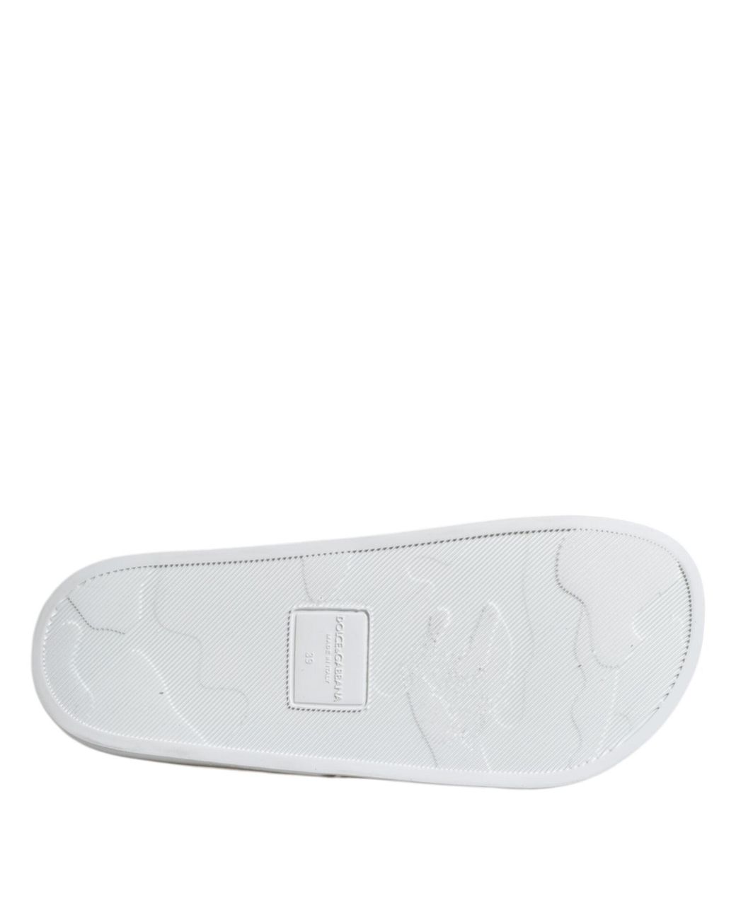 Dolce & Gabbana White Leather Slides Sandals Beachwear Shoes for men