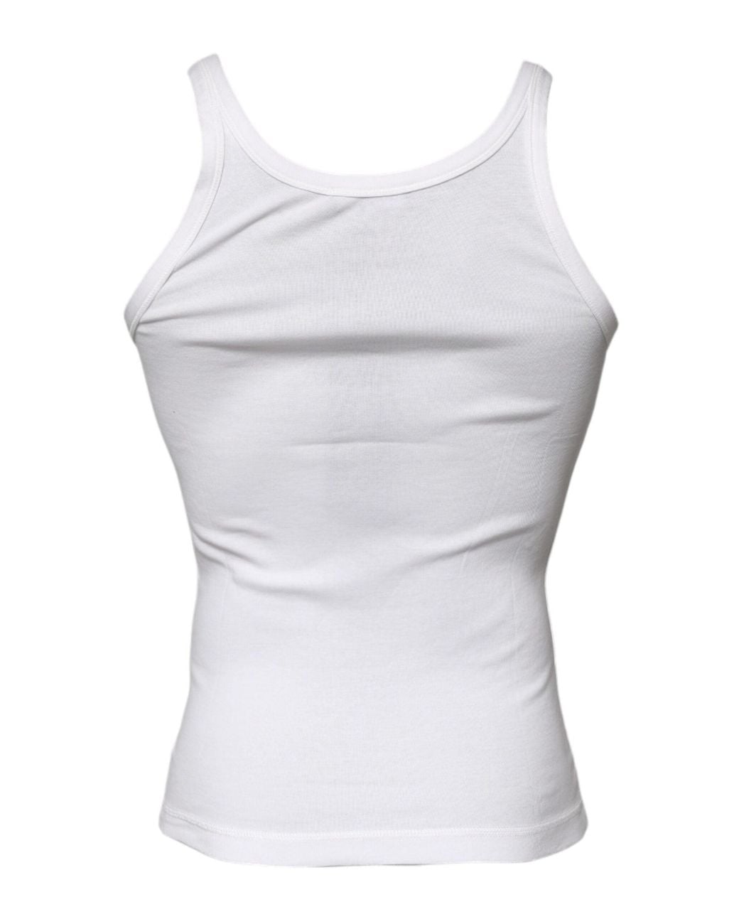 Dolce & Gabbana White Ivory Cotton Sleeveless Round Neck Tank T-Shirt for men