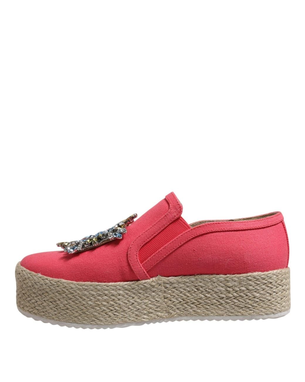 Twinset Red Pink Canvas Crystal Embellished Slip On Shoes for men