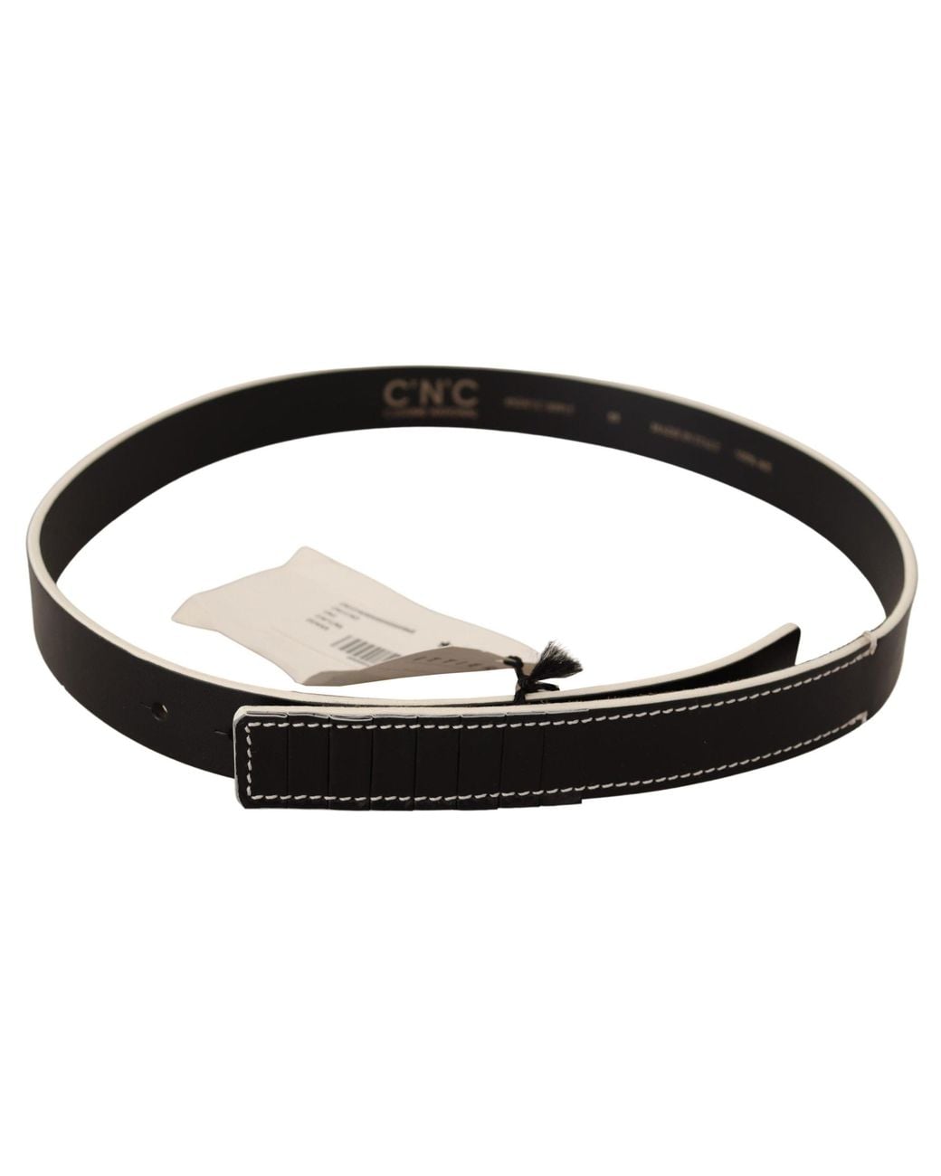CoSTUME NATIONAL Black White Leather Fashion Waist Belt