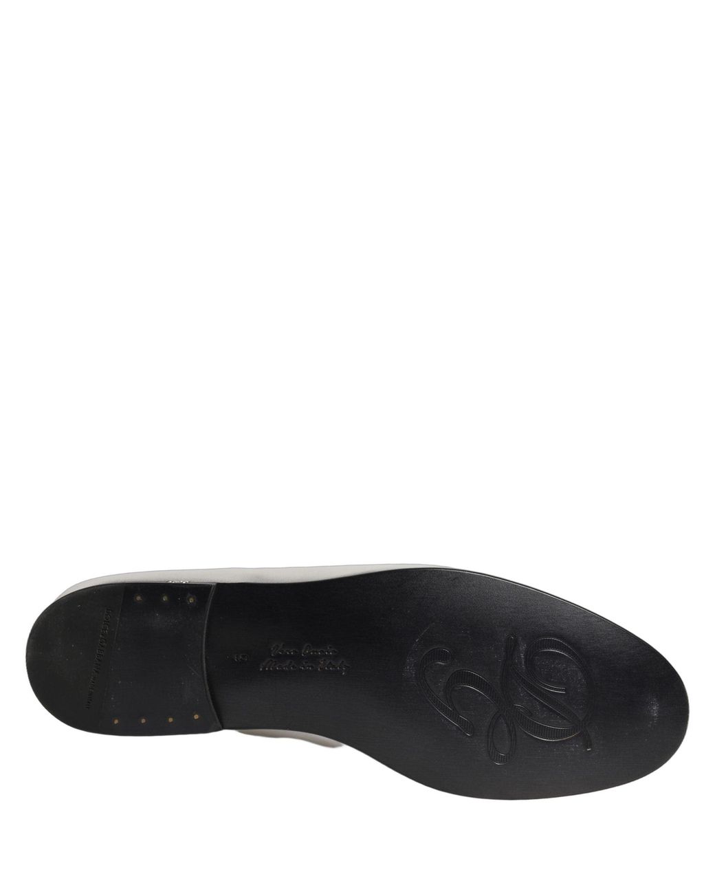 Dolce & Gabbana White Silver Leather Dg Logo Slip On Loafers Shoes for men