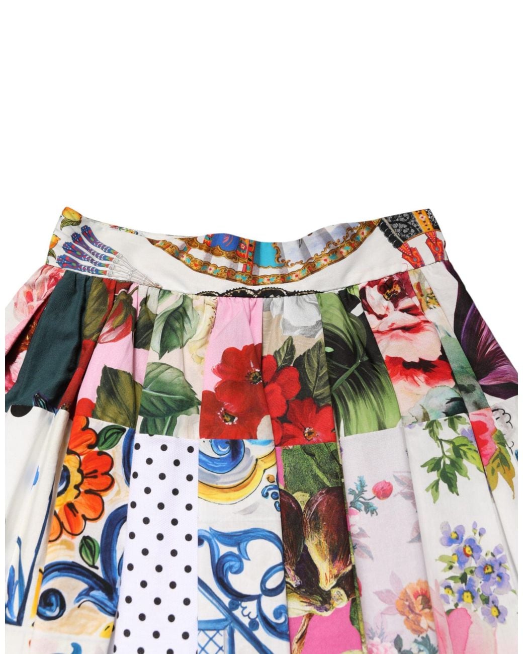 Dolce & Gabbana Red Patchwork High Waist Midi Skirt