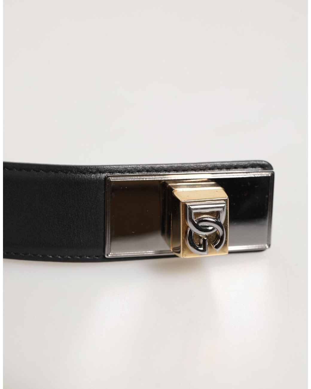 Dolce & Gabbana Black Leather Belt Buckle for men