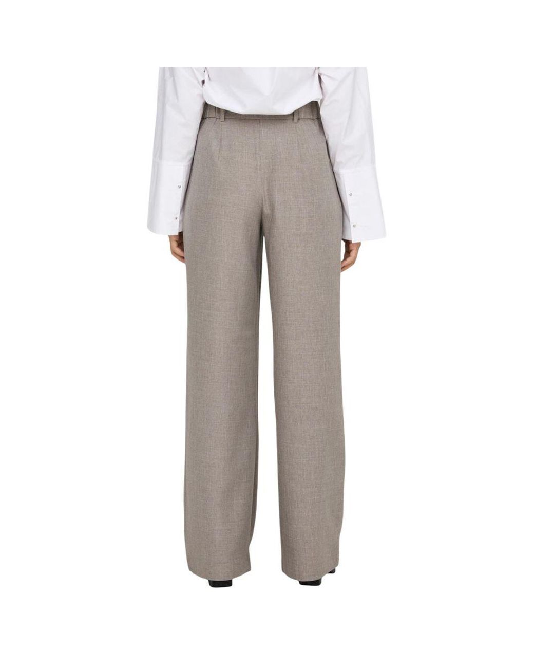 ONLY Gray Beige Polyester Dress Pants