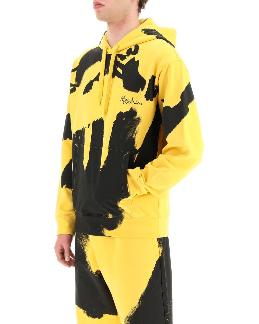 Moschino Graphic Print And Logo Hoodie in Yellow for Men Lyst