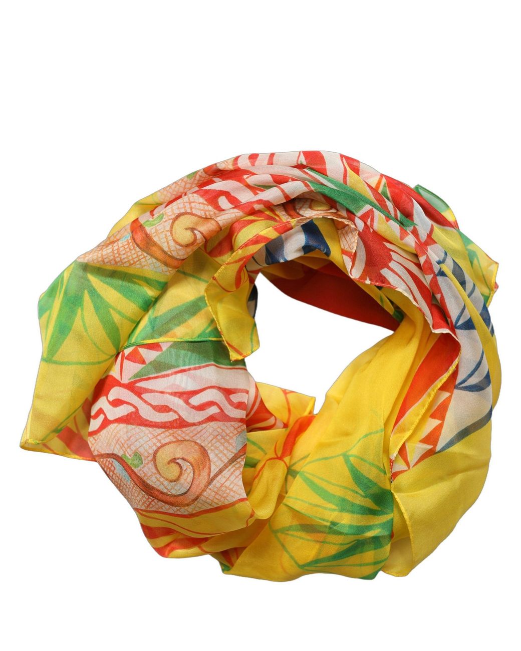 Dolce & Gabbana Orange Multicolor Geometric Square Foulard Scarf